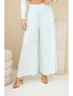 Dámské viskózové kalhoty s elastickým pasem mátové Dámské viskózové kalhoty s elastickým pasem mátové