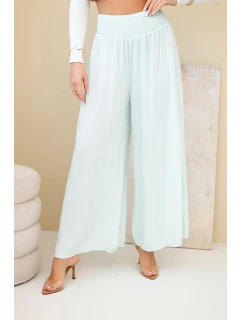 Dámské viskózové kalhoty s elastickým pasem mátové