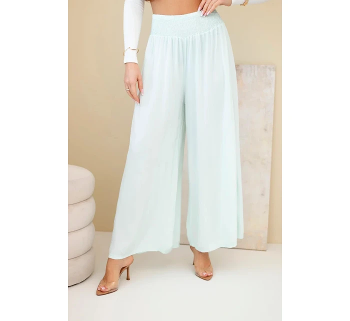 Dámské viskózové kalhoty s elastickým pasem mátové Dámské viskózové kalhoty s elastickým pasem mátové
