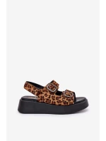 Dámské Sandály Na Platformě A S Přezkami Leopardí Hnědé model 21688823 - Boto