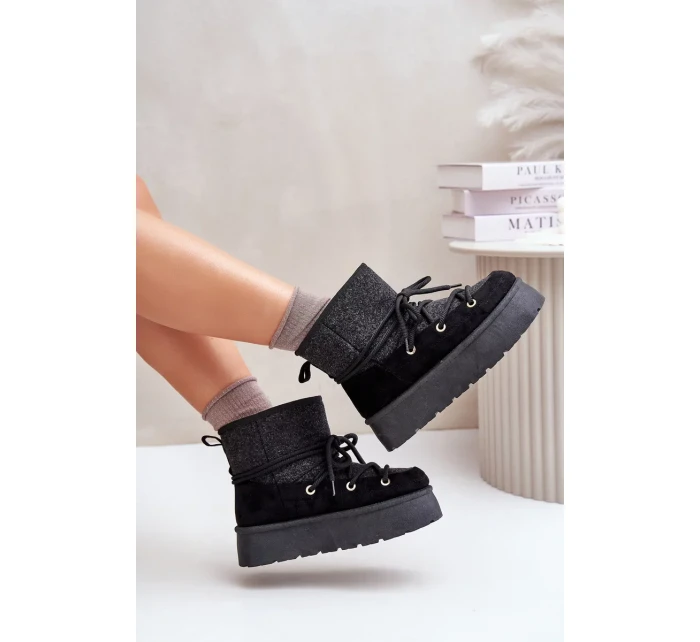 Sněhule s vázáním na platformě černé Mavora Sněhule s vázáním na platformě černé Mavora