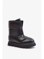 Sněhule Na Platformě S Zipem Eko Kožené Černé Resisia