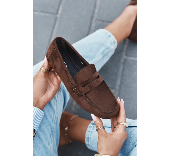 Dámské loafersy mokasíny s plochou podrážkou Roseline – tmavě hnědé Dámské loafersy mokasíny s plochou podrážkou Roseline – tmavě hnědé