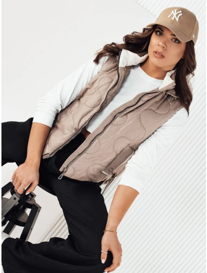 Dámská prošívaná vesta TREOS béžová FashionStreet TY4216 Dámská prošívaná vesta TREOS béžová FashionStreet TY4216