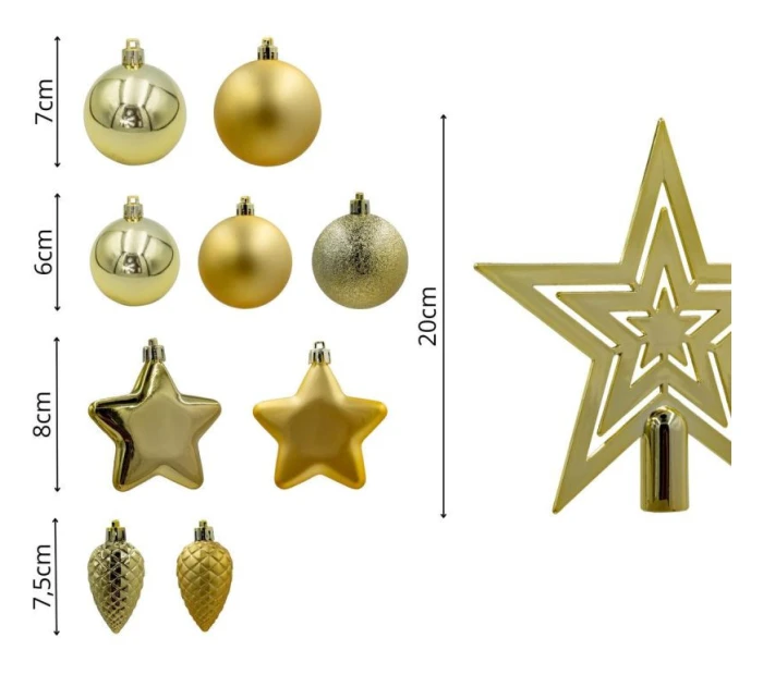 DEKORATIVNÍ PLASTOVÉ CETKY BEZPEČNÉ 40KS ZLATÁ SLÍDA