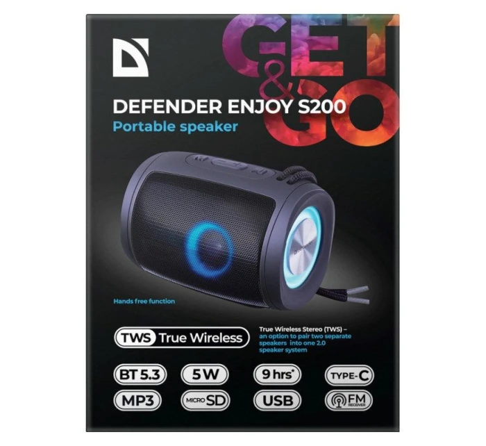 DEFENDER SPEAKER ENJOY S200 5W LIGHT/BT/FM/USB/TF 65200