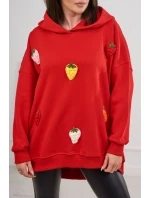 Zateplená mikina s jahodovým motivem červený Zateplená mikina s jahodovým motivem červený