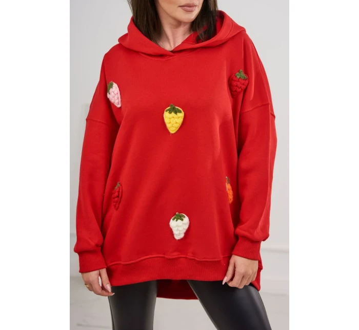 Zateplená mikina s jahodovým motivem červený Zateplená mikina s jahodovým motivem červený