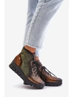 Kožené Boty Na Platformě A Klínu Maciejka 06702-09 Zeleno-Zlaté