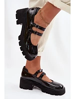 Lakované dámské polobotky na podpatku s pásky model 22039927 - Boto