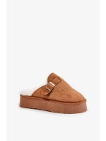 Dámské Pantofle Na Silné Podešvi S Kožešinou A Přezkou Camel Linneola Dámské Pantofle Na Silné Podešvi S Kožešinou A Přezkou Camel Linneola