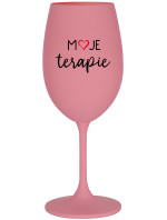 MOJE TERAPIE - růžová sklenice na víno 350 ml