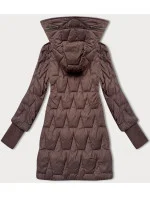 Hnědá dámská prošívaná bunda pro přechodné období s látkovými stahovacími lemy Libland (LD-7775)