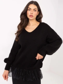 Černý dámský svetr s přídavkem mohéru model 21818067 - Factory Price