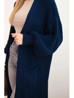 Dlouhý kardigan svetr světle model 21345047 modrý - K-Fashion