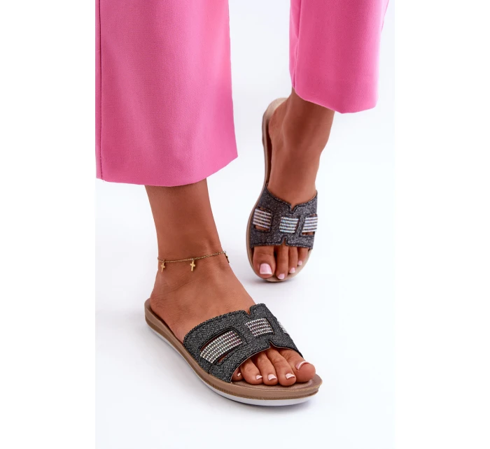 Pohodlné Lesklé Dámské Žabky model 21664627 Černé - Inblu