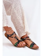 Dámské Ploché Sandály S Páskem A Dekorací Černé model 21693414 - Artiker