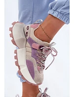 Kožené semišové dámské tenisky model 22095128 fialové - Goe