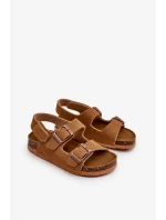 Dětské sandály na korkové platformě, zapínání na suchý zip, Camel Rorria