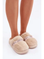 Futrzane Pantofle s Ozdobným Páskem Béžové Savalithea Futrzane Pantofle s Ozdobným Páskem Béžové Savalithea