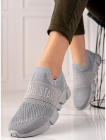 Trendy šedo-stříbrné dámské  tenisky bez podpatku