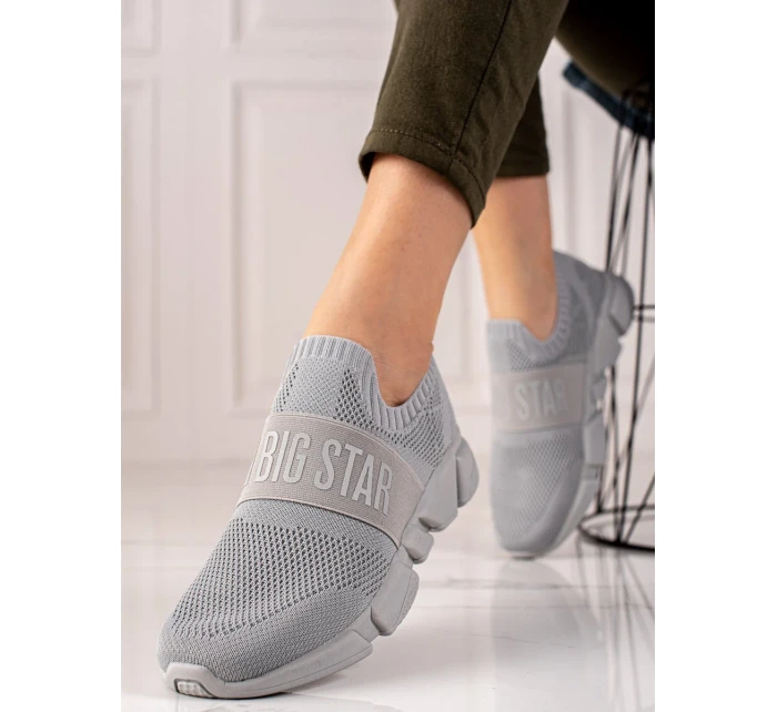 Trendy šedo-stříbrné dámské  tenisky bez podpatku