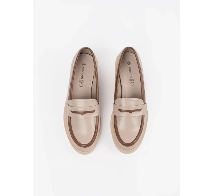 Designové mokasíny hnědé dámské bez podpatku Designové mokasíny hnědé dámské bez podpatku