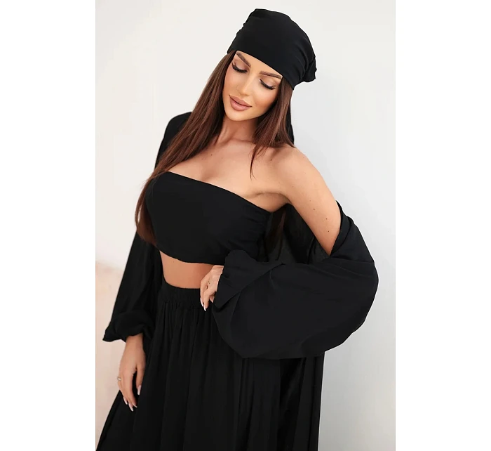 Dámský viskózový model 22084825 komplet v boho stylu černý - K-Fashion Dámský viskózový model 22084825 komplet v boho stylu černý - K-Fashion