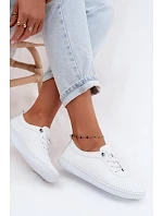 Kožené dámské polobotky model 22149776 Bílé - Artiker
