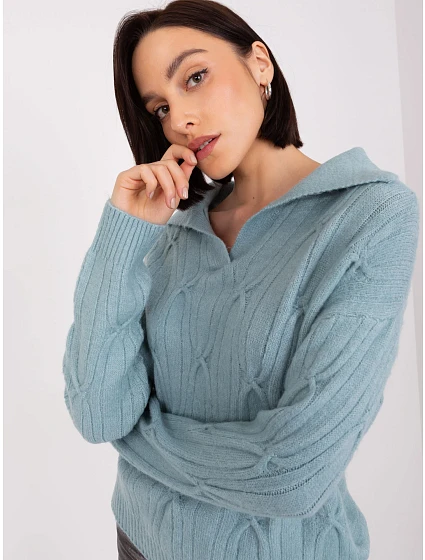Sweter AT SW mietowy model 19040952 - FPrice Sweter AT SW mietowy model 19040952 - FPrice