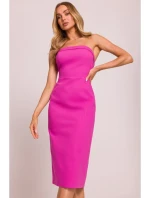 model 20970510 Džínové midi šaty růžové - Moe