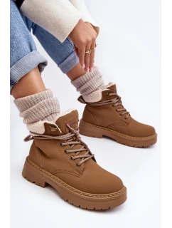 Dámské kožené boty s ovčí kůží, hnědá Lynnvia