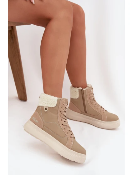 Dámské zimní boty s kožíškem Lee Cooper – béžové