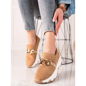 Luxusní hnědé  tenisky dámské bez podpatku