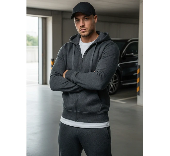 Pánská mikina na zip antracitová BX2196