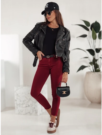 Dámské skinny džíny BRITTNIX vínové FashionStreet UY2222