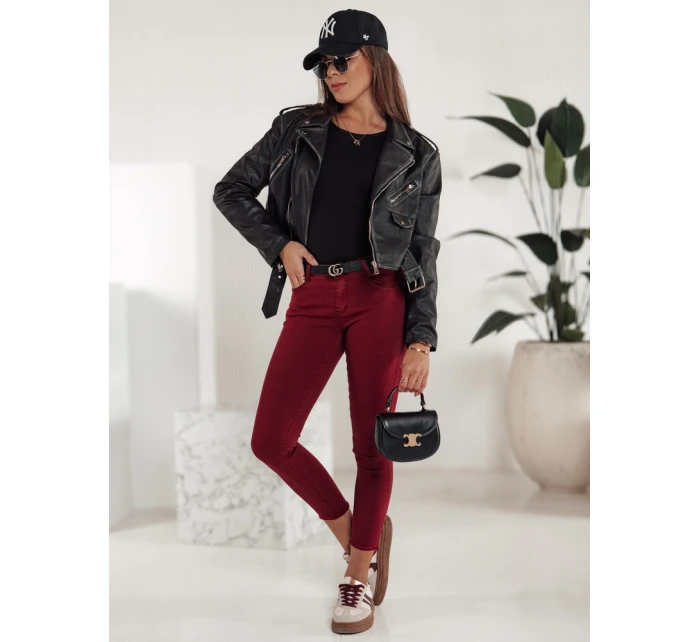 Dámské skinny džíny BRITTNIX vínové FashionStreet UY2222