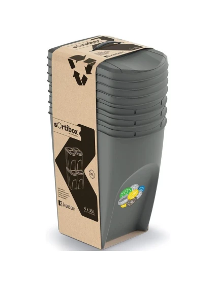 Odpadkové koše 35 l SORTIBOX SET4 PACKY ŠEDÉHO KAMENE dětské