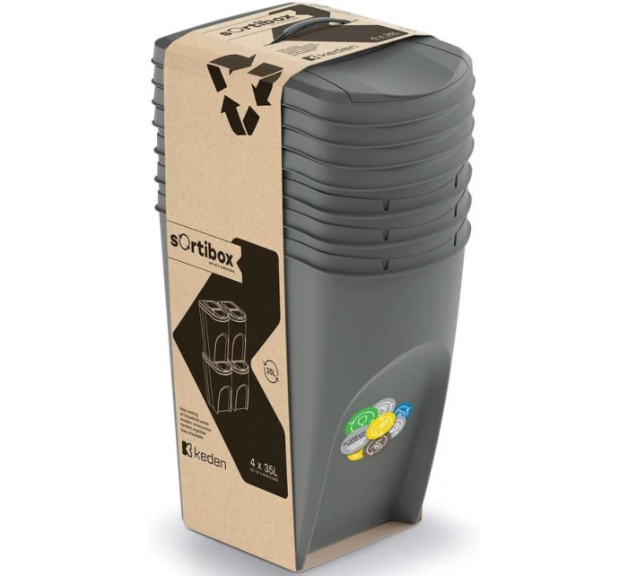 Odpadkové koše 35 l SORTIBOX SET4 PACKY ŠEDÉHO KAMENE dětské