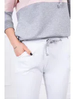 Barevná pruhovaná sada bílá+pudrově růžová