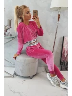 Velurová souprava s kapucí fuchsiová