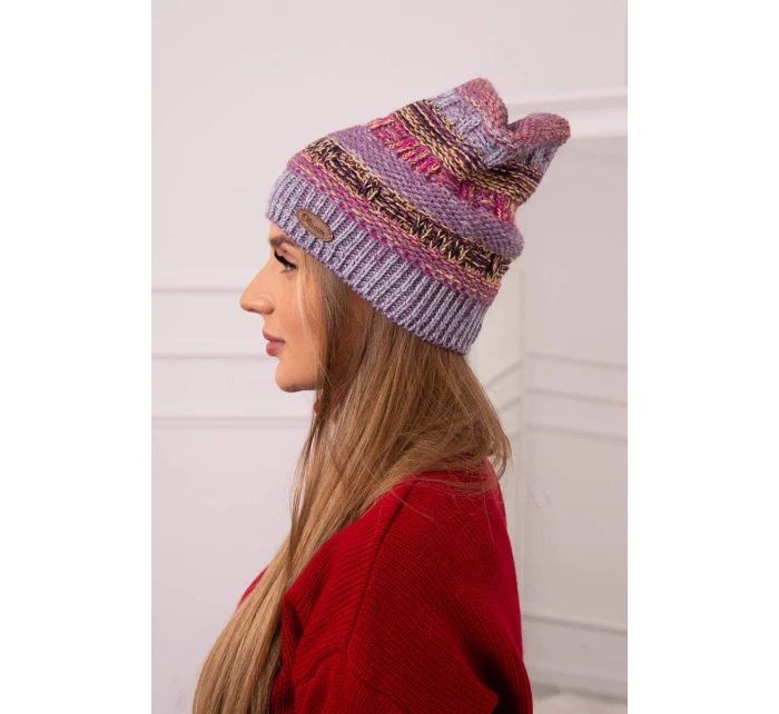 Čepice s fleecem Patrycja K254 fialová+šedá Čepice s fleecem Patrycja K254 fialová+šedá