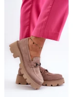 dámské semišové mokasíny béžové model 21655418 - VINCEZA