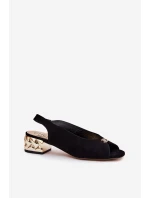 Semišové Elegantní Dámské Sandály model 21694823 Černé - CheBello