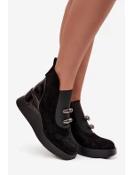 Dámské kotníčkové boty na platformě D&A MR52-106 Černé
