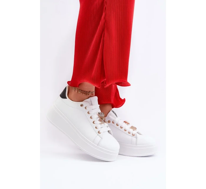 Dámské tenisky na platformě s medvídkem, bílá Moanda Dámské tenisky na platformě s medvídkem, bílá Moanda