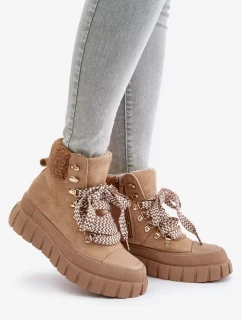 Dámské Zateplené Kotníkové Boty Na Platformě Hnědé Alcyhen