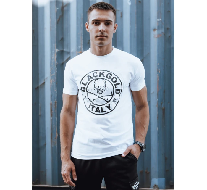 Pánské bílé tričko s potiskem FashionStreet RX5585 Pánské bílé tričko s potiskem FashionStreet RX5585