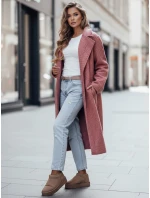 Dámský dlouhý kabát z ovčí kůže růžový FashionStreet NY0755z