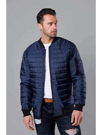 Tmavě modrá prošívaná pánská bunda typu "bomber" model 18344849 - J.STYLE